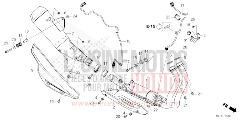 SILENCIEUX D'ECHAPPEMENT de Hornet 500 MAT GUNPOWDER BLACK METALLIC (NH436) 2024
